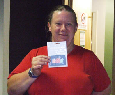 Door prize winner Nicole