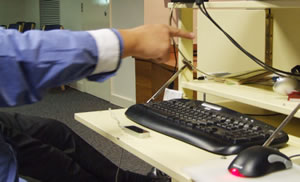 Alex using the Leap Motion to draw